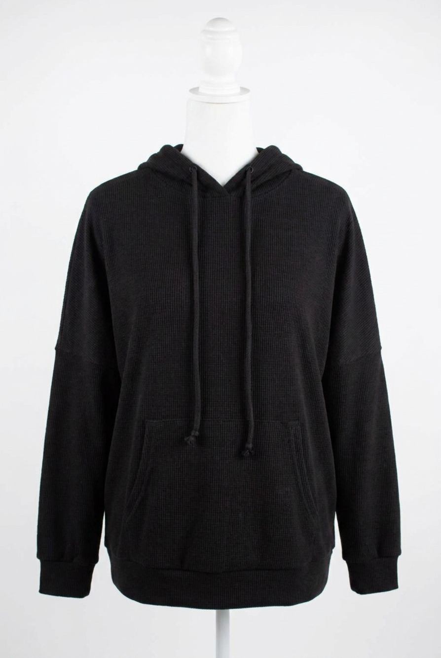 NEW MICHELLE MAE kacey ribbed hoodie in black